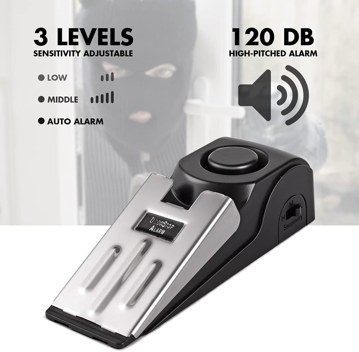 Door Wedge Alarm - Door Stop Alarm, Door Stopper with