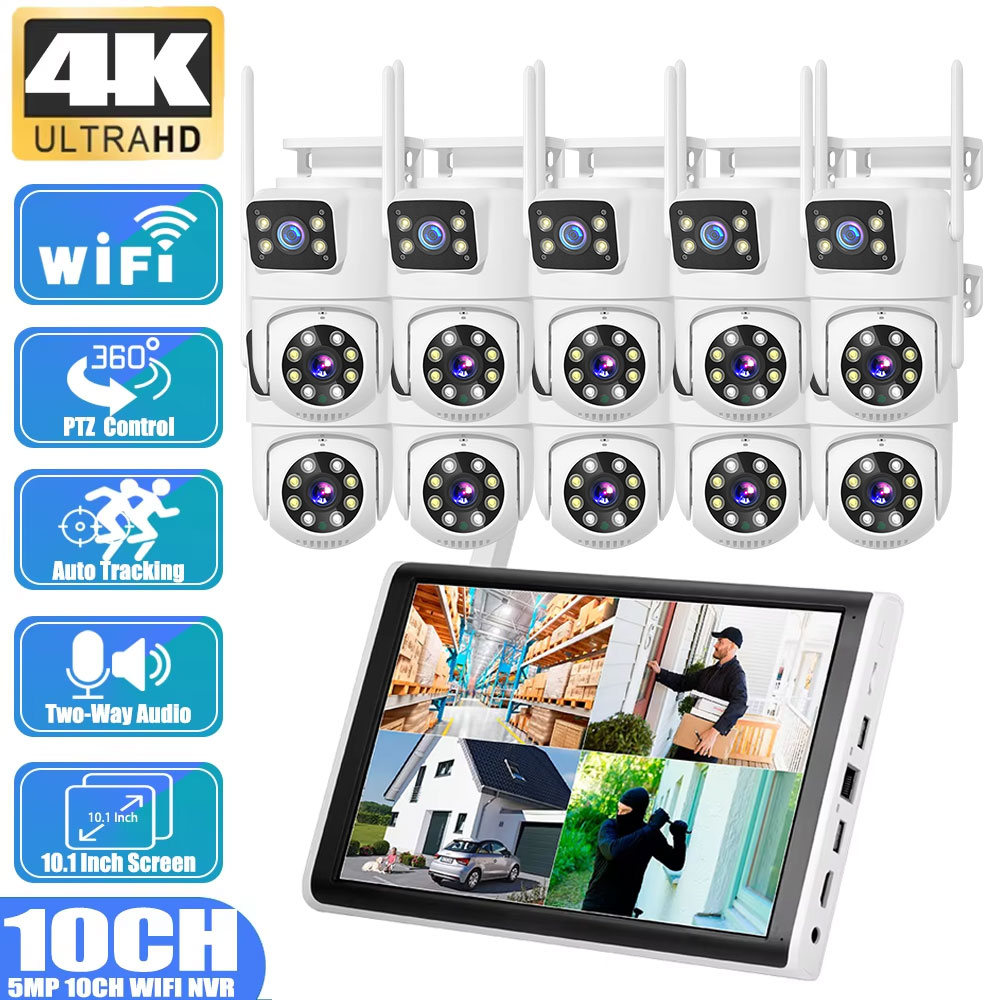 Home Security Camera System - 8MP 4K Dual Lens Human Detection