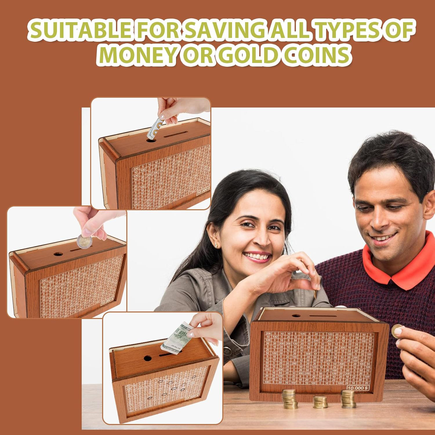 Wooden Savings Challenge Box,  - Home Security Number review and price