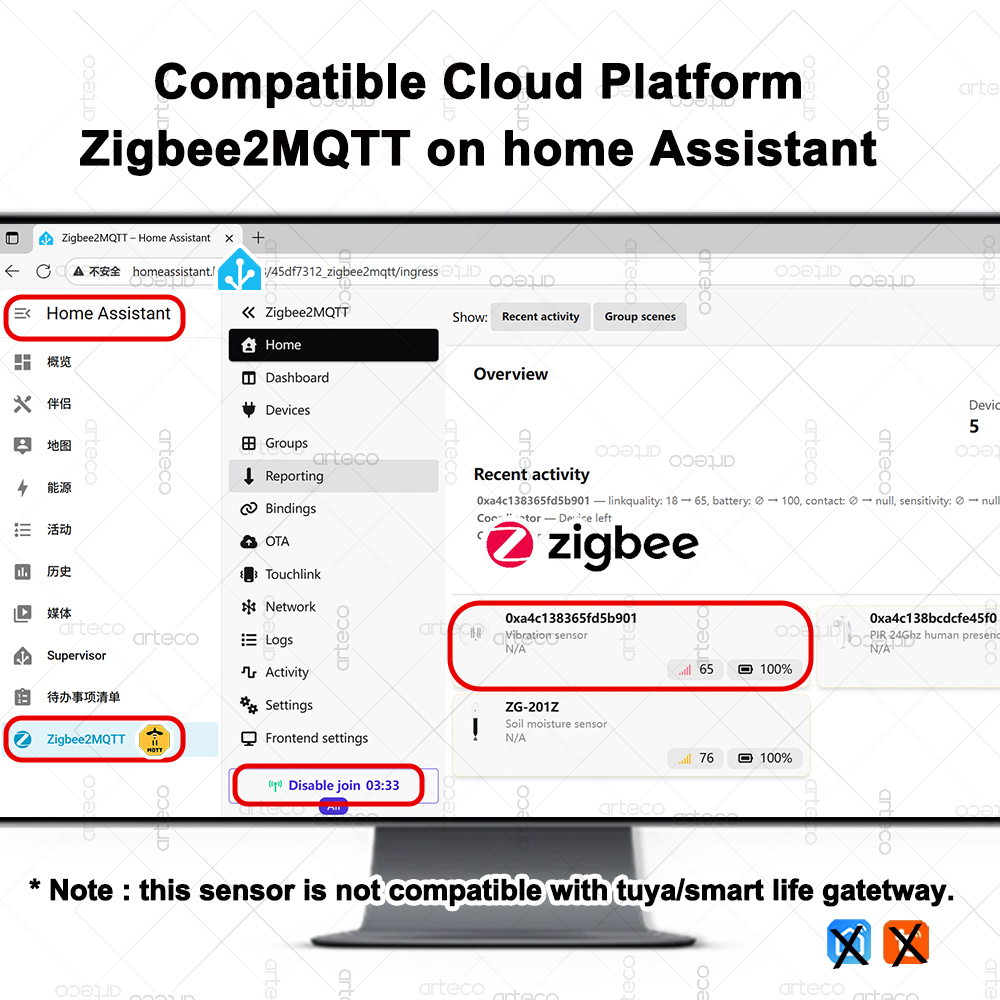 ZigBee Smart Vibration Sensor  - Home Security Home Assistant review and price