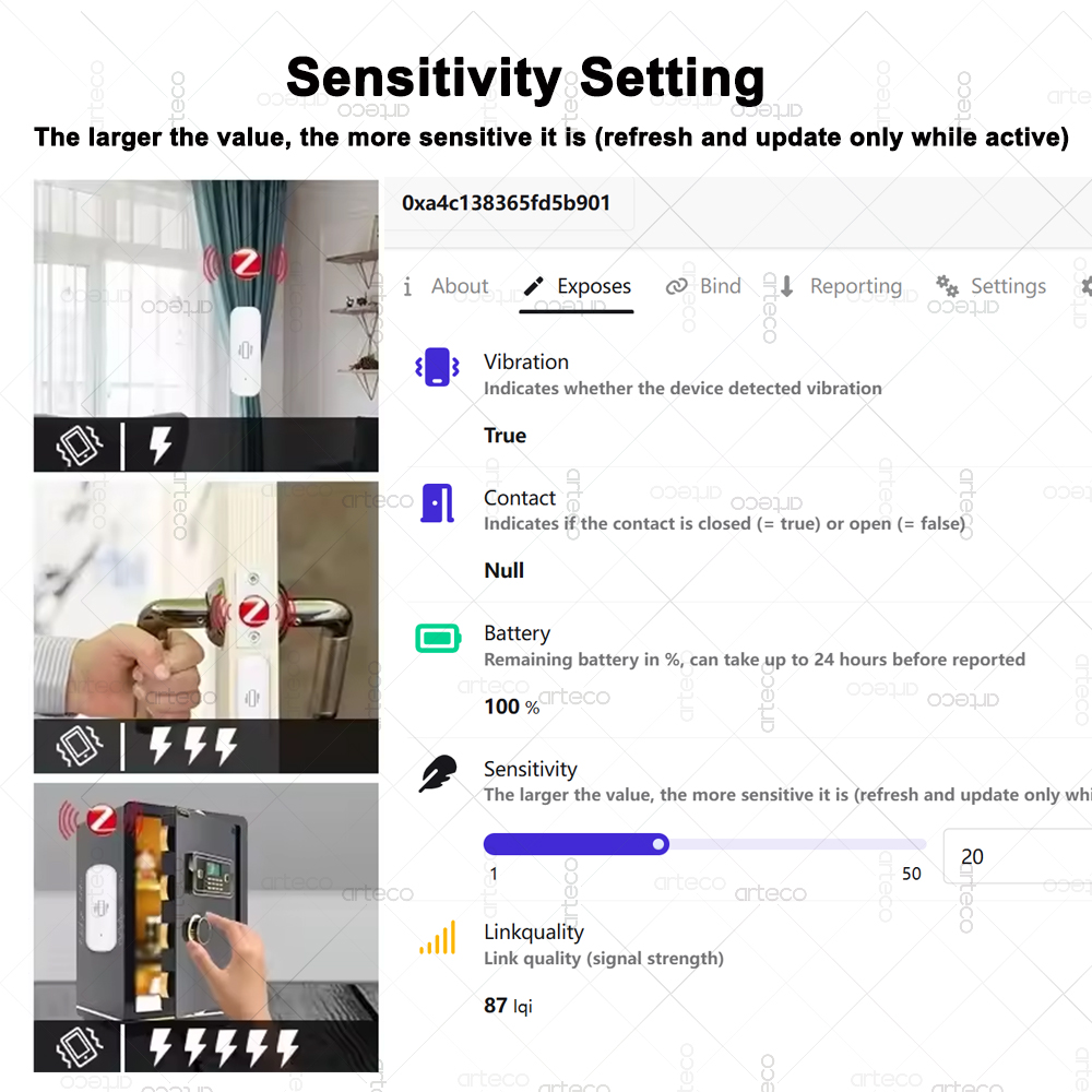 ZigBee Smart Vibration Sensor  - Home Security Home Assistant review and price