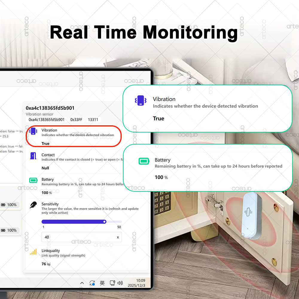 ZigBee Smart Vibration Sensor  - Home Security Home Assistant review and price